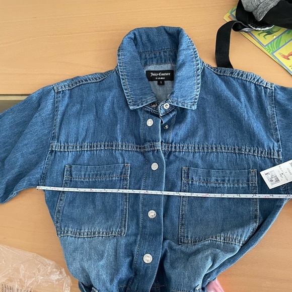 NWT JUICY COUTURE roll sleeves jean romper size small - Picture 4 of 4